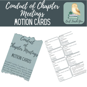Preview of Conduct of Chapter Meetings Motion Cards