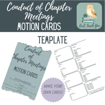 Preview of Conduct of Chapter Meetings Motion Cards Template
