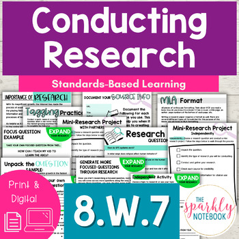 Preview of 8.W.7 - Conducting Research for Writing Informative Essays 8th Grade CCSS