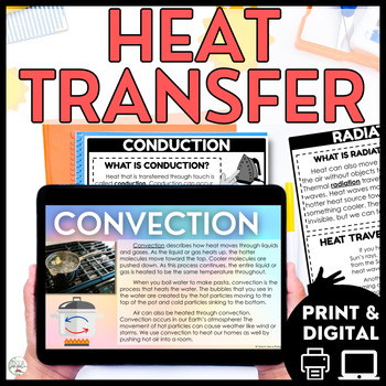 Preview of Conduction Convection Radiation Activities - Heat Transfer Worksheets & Passages