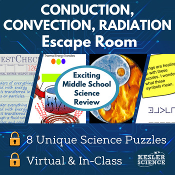 Preview of Conduction Convection and Radiation Escape Room - 6th 7th 8th Gr. Science Review