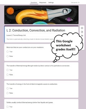 Preview of Conduction, Convection, and Radiation | Physical Science | Google Form
