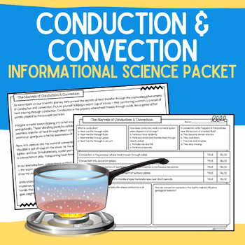 Preview of Conduction & Convention: Informational Science Passages, Worksheets, Answer Keys