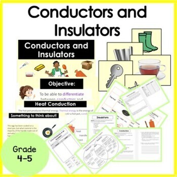 Preview of Conductors and Insulators Power Point, Worksheets, Activities & Venn Diagram