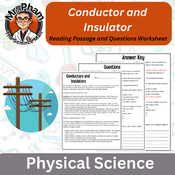 Preview of Conductors and Insulators Reading Passage and Questions Worksheet