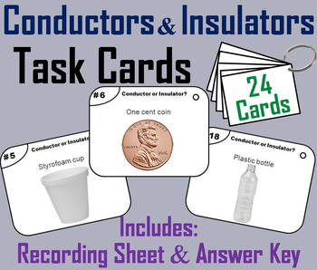 Preview of Conductors and Insulators Task Cards Activity