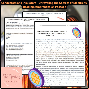 Preview of Conductors and Insulators - Unraveling the Secrets of Electricity Reading Comp..