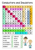Conductors and Insulators Activity Word Search Coloring No Prep Worksheet