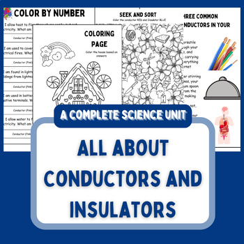 Preview of Conductors and insulators| Color by number Activity | Cards sorts | Reading