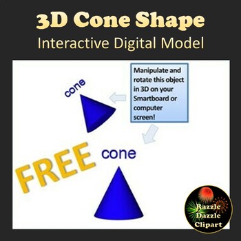 Preview of Cone 3D Shape Digital Model for Smartboards or Whiteboards FREE