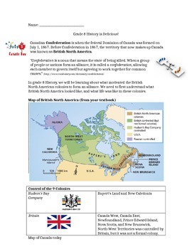 Preview of Confederation British North America Mapping Grade 8 History- Ontario New