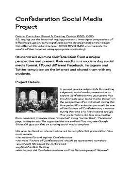 Preview of Confederation of Canada  - Social Media Project