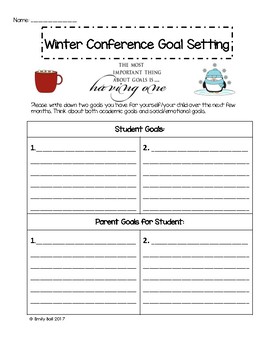 Conference Goal Setting for Students & Parents by Emily Ball | TpT