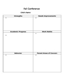 Conference Note Sheet and Parent Questionnaire