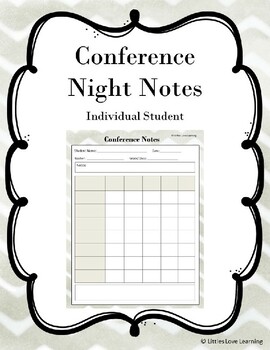 Preview of Conference Notes Template: Individual Student