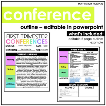 Conference Outline Handout Editable in Powerpoint by That Sweet Teacher