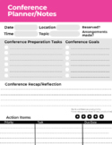 Conference Planner Page- Printable, Hole-punch ready! Crea