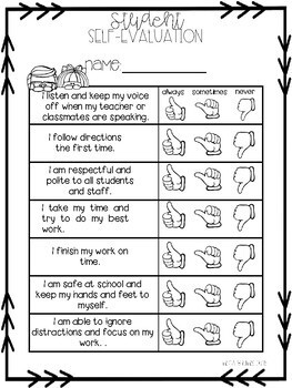 Conference Reminder Sheets and Student Self evaluation | TpT