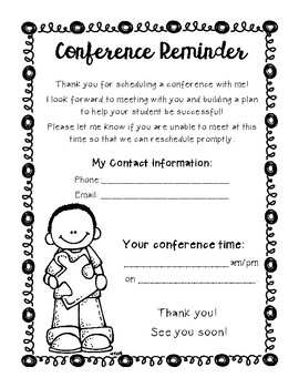 Conference Request & Reminder by KornOffTheCobb | TpT