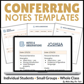 Preview of Conferring Anecdotal Note Taking Template | Small Group Rotation Notes Slides