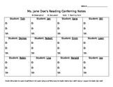 Conferring Notes for Reading
