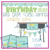 Confetti Birthday Banner and Tags | EDITABLE