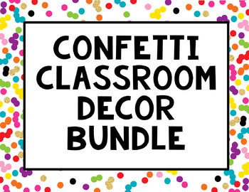 Preview of Confetti Classroom Decor Bundle {Word Wall, Clock Labels, & more}
