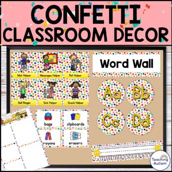 Preview of Confetti Classroom Decor 2023 - 2024 | Editable Classroom Decor