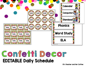 Preview of Confetti Decor Daily Schedule EDITABLE