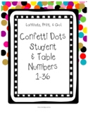 Confetti Dot Students and Table Numbers