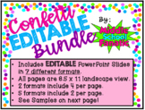 Confetti EDITABLE Classroom Decor Bundle