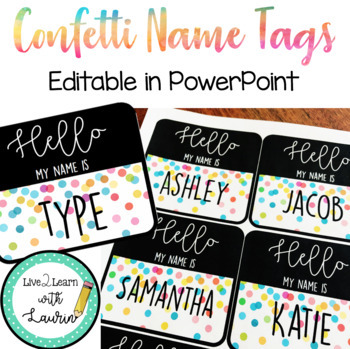 Preview of Confetti - Editable Name Tags