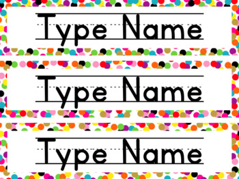 Confetti Name Plates - Editable by Nyla's Crafty Teaching | TpT