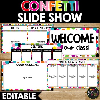 Preview of Confetti Themed Presentation | Editable | Google Slides | Rainbow Dot Slide Show