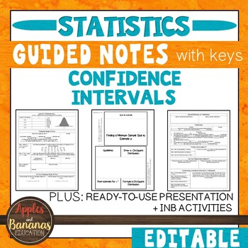 Preview of Confidence Intervals - Statistics Guided Notes, Presentation, +INB Activities