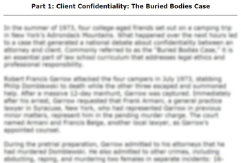 Preview of Confidentiality - Attorney/Client Privilege - The Buried Bodies Case