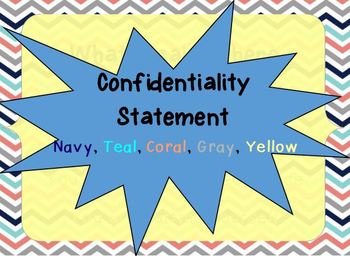 Preview of Confidentiality Notice in coral, navy, teal, gray, yellow