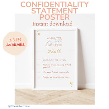 Preview of Confidentiality statement Poster, school counseling, office decor