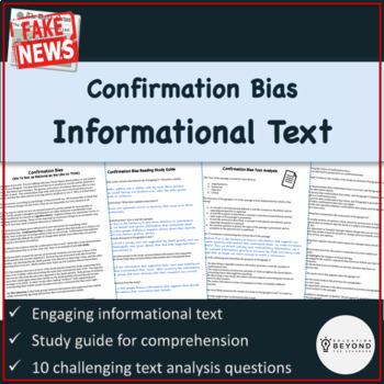 Preview of Confirmation Bias Informational Text | Media & Information Literacy | Grades 8+