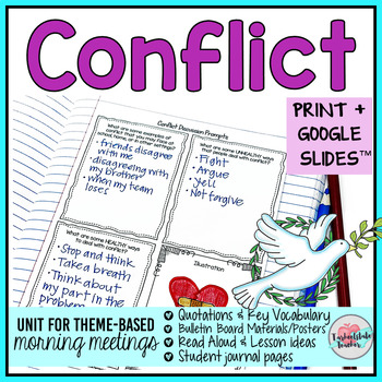 Preview of Conflict Resolution Activities for SEL Print and Digital Morning Meeting Slides