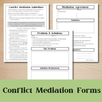 Preview of Editable Conflict Mediation Forms - Problem Solving and Accountability