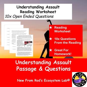 Preview of Understanding Assault Reading Worksheet **Editable**