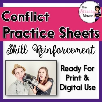 Preview of Conflict Practice Sheets - 3 Handouts on Internal & External Conflict (FREE)