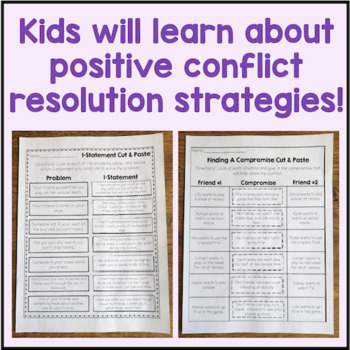 Conflict Resolution Cut and Paste Activities For Friendship Skills Lessons