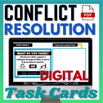 Preview of Conflict Resolution Digital Task Cards with Answers - Workplace - no prep