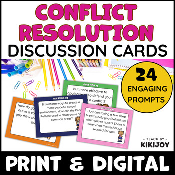 Preview of Conflict Resolution Discussion Cards- Print and Digital, Peace Path, Calm Corner
