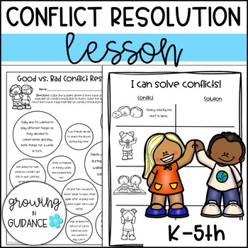 Preview of Conflict Resolution Lesson and PowerPoint: K-5th Grade