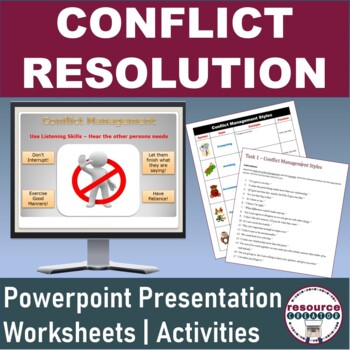 Preview of Conflict Resolution Powerpoint and Worksheets for Business Education - No Prep