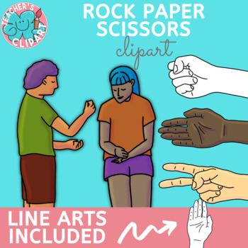 Preview of Conflict Resolution & Problem Solving Strategy Rock Paper Scissors Clip Art Set