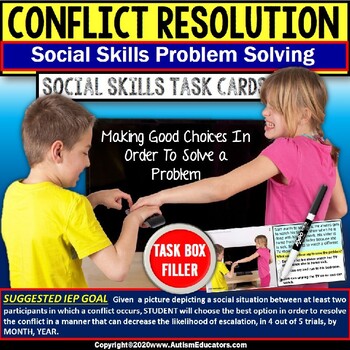 Preview of Conflict Resolution | Scenarios Between Peers for Social Skills Task Box Filler